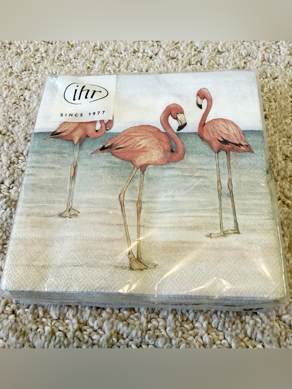 Pink Flamingo Cocktail Napkins Trio Beach Sea Decoupage Art Craft Beverage